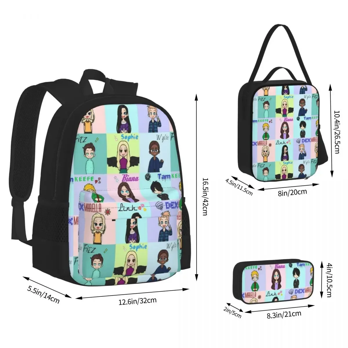 Keeper Of The Lost Cities Character Backpacks Bookbag Students School Bags Kids Rucksack Lunch Bag Pen Bag Three-Piece Set