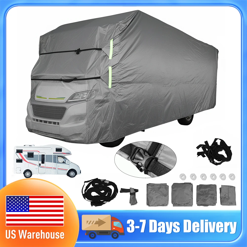 

420D Oxford Fabric Travel Trailer RV Cover Straps & Storage Bag Heavy Duty RV Cover Windproof Waterproof RV Travel Trailer Cover