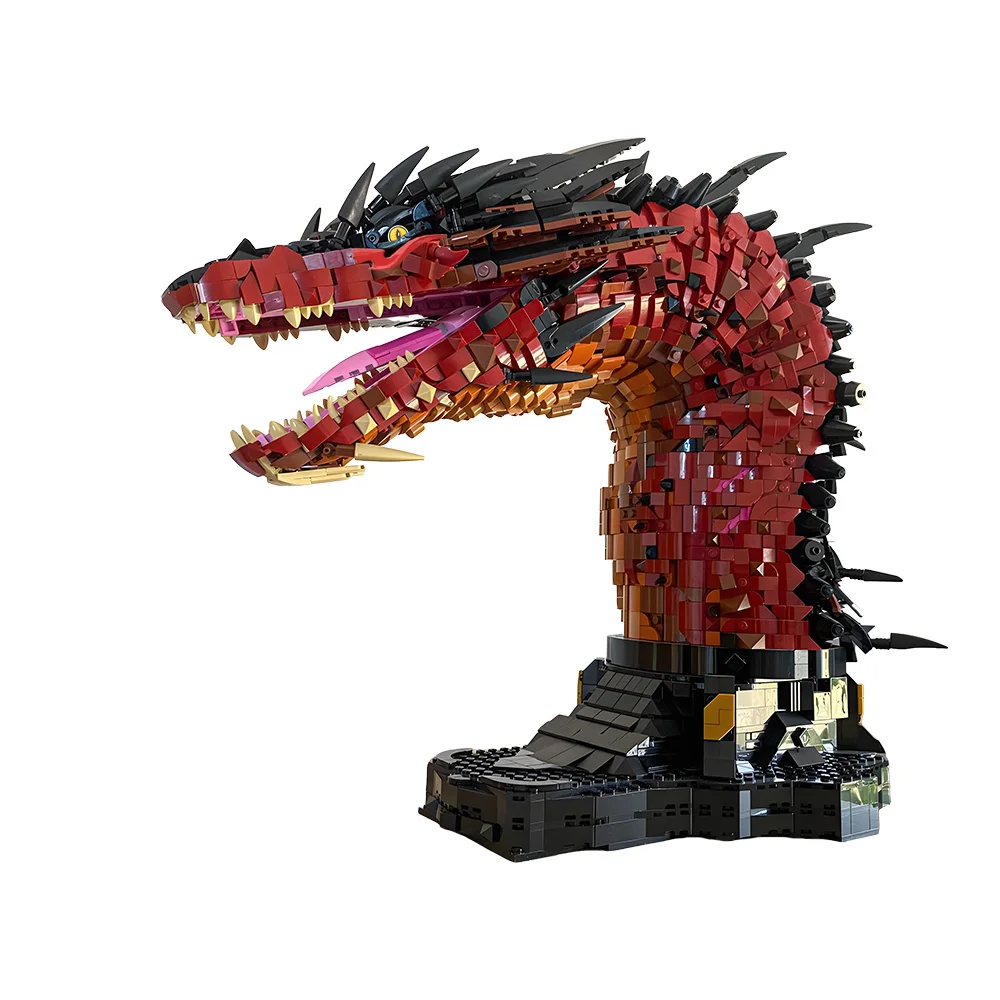 

Gobricks MOC Fire Dragon Bust Monster mecha Building Blocks Model Ring movie character Bricks diy Assembled Toy Children Gift