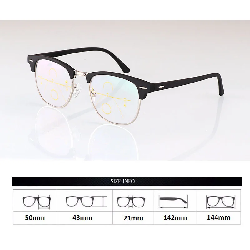 CHFEKUMEET Vintage Eyewear Asymptotically Progressive Reading Glasses Men Women Presbyopia Hyperopia Multifocal Glasses