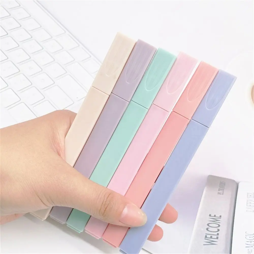 6pcs/set Student Office Student Stationery Use Marker Highlighter Pen Light Eye-protector Morandi Color Color Pen