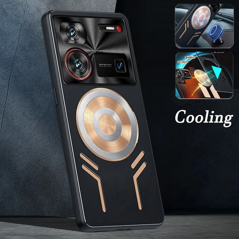 

Сверхмощный теплоотводящий чехол для ZTE nubia Z60 Z70, ультрамедный металлический охлаждающий магнитный бронированный чехол Nubia Z60S Pro Z50 S Z40S