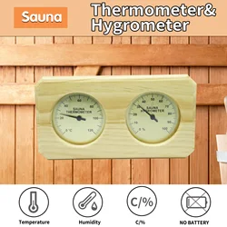 Wooden Sauna Thermometer & Hygrometer - Dual Gauge Indoor Temperature and Humidity Meter for Bath House, Spa, Infrared Sauna
