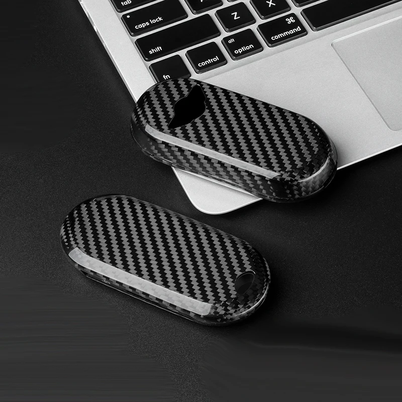 Key Fob Cover for Mini Countryman Cooper One 2023 2024 Smart Remote Accessories Real Carbon Fiber Key Case Holder Shell Keychain