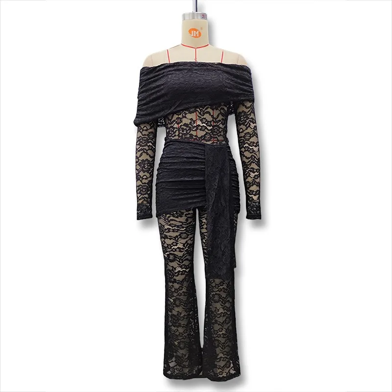 2026 Estate Nuovo pizzo Splicing Sexy Spice Girl Prospettiva Tuta Abbigliamento femminile europeo e americano all'ingrosso transfrontaliero