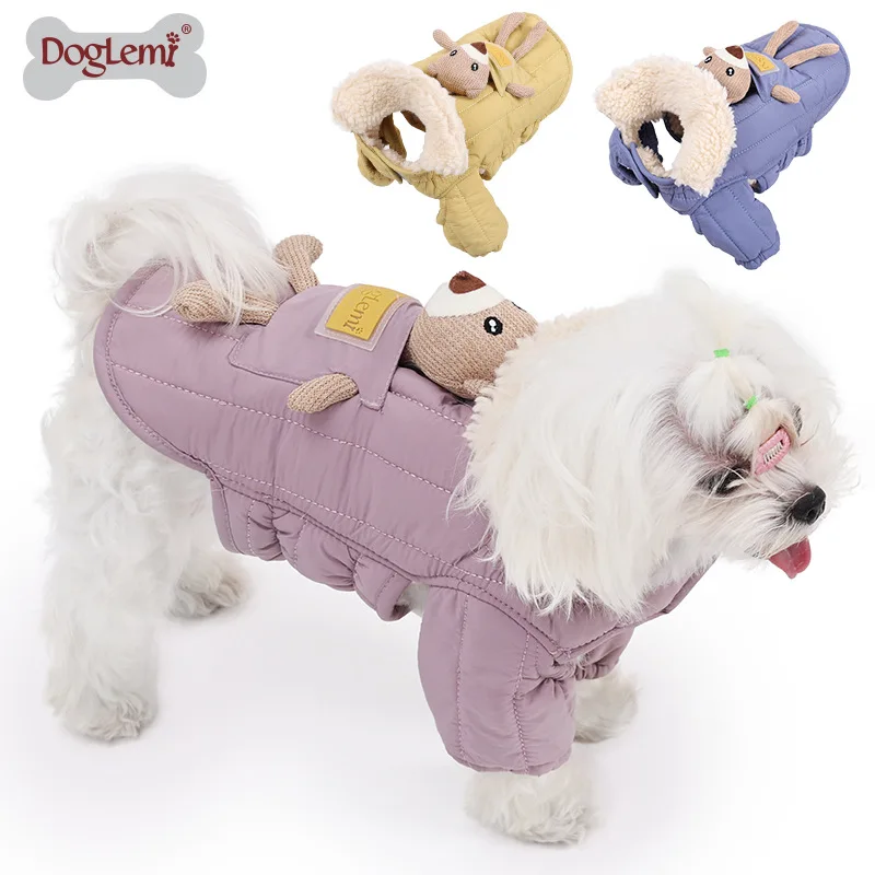 

DogLemi Pet Clothes Autumn and Winter Candy-colored Pet Dog Teddy Cat Clothes Little Bear Cotton-padded Clothes