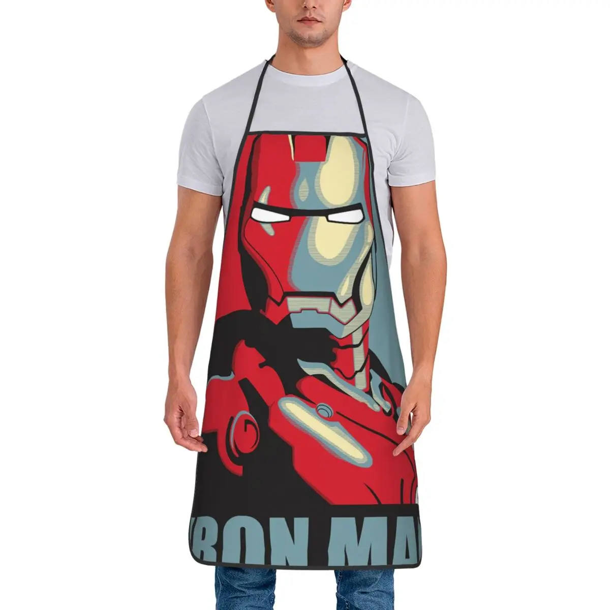 Unisex Fashion Funny Apron Adult Women Men Chef Tablier Cuisine for Kitchen Cooking Marvel Iron Man Kitchen Baking