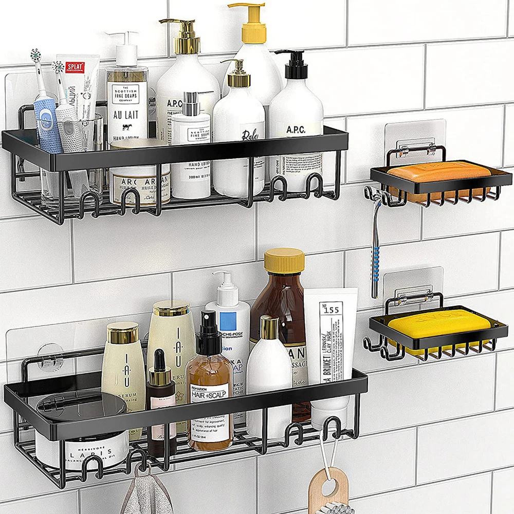 2-Pack Shower Caddy Shelf Organizer Rack Bathroom Set Decor Basket Shelves Organization Storage Household Accessories