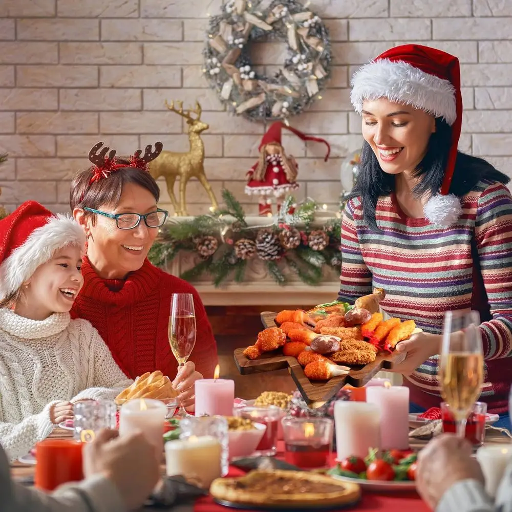 طبق المقبلات لعيد الميلاد من خشب السنط مقاس 12 بوصة مع 6 أطباق تقديم للوجبات الخفيفة والحلويات #5