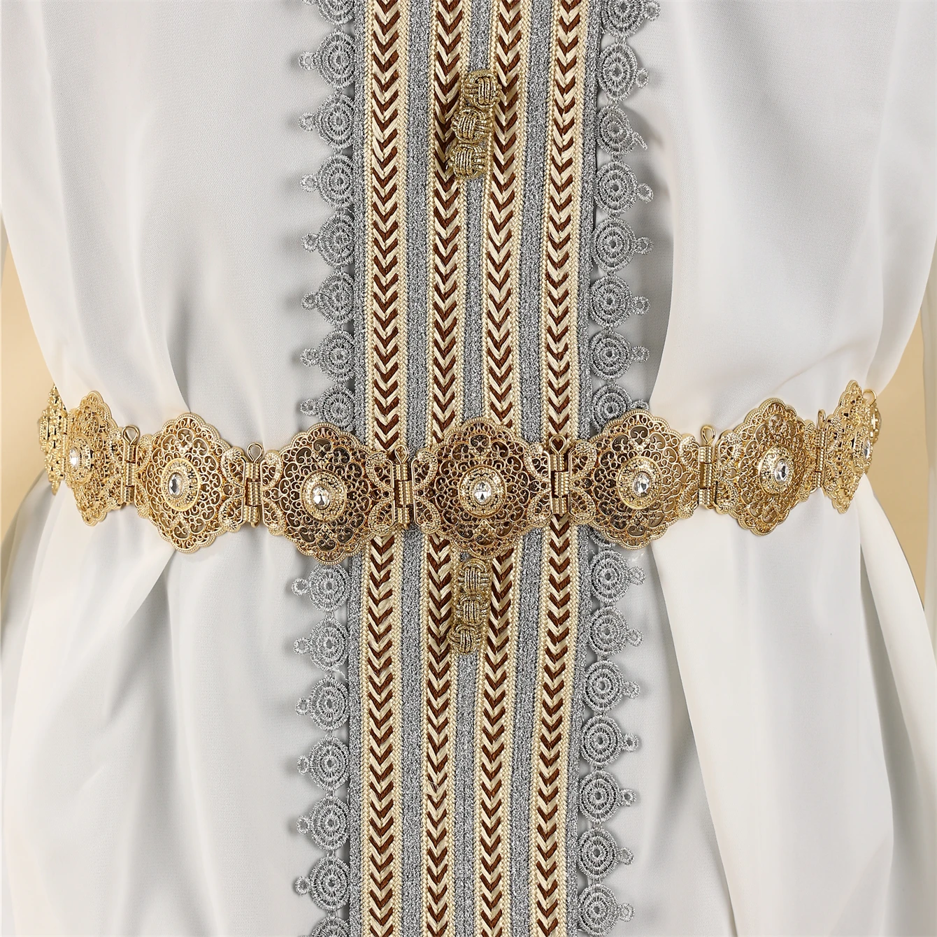 

Moroccan Kaftan Rhinestone Belt Arabian Luxury Bridal Waist Chain Suitable For All Occasions