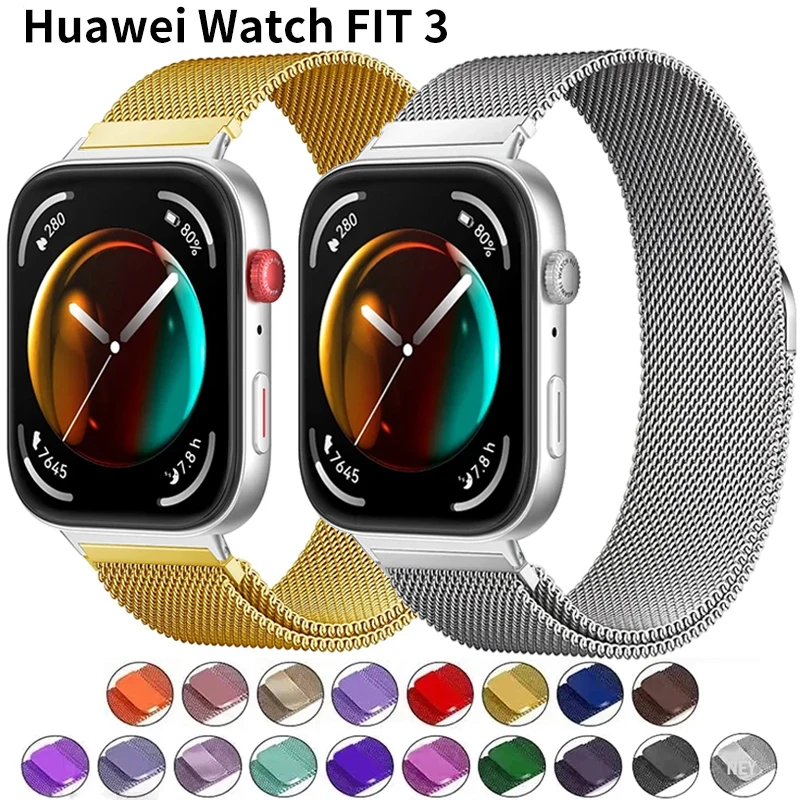 Milanese Loop Band For Huawei Watch FIT 3 Strap smart Magnetic stainless steel correa for Huawei fit3 2024 NEWEST Accessories