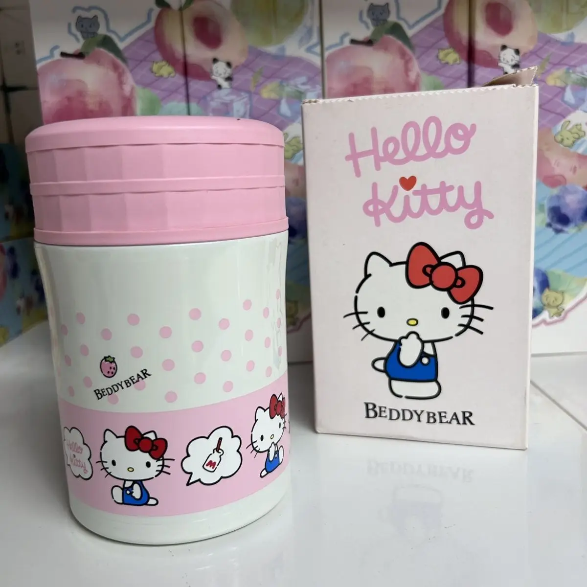 

Термос-ланчбокс из нержавеющей стали с вакуумной изоляцией Hello Kitty Sanrio, контейнер для еды и супа, мультяшный, кавайный, новинка 2026 года, для девочек