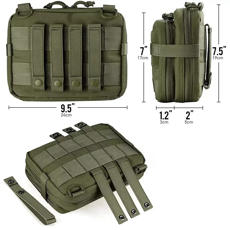 Tactical Large Admin Pouch of Double Layer Design, Molle EDC EMT Utility Pouch with Map Sleeve Modular Tool Pouch Flag Patch