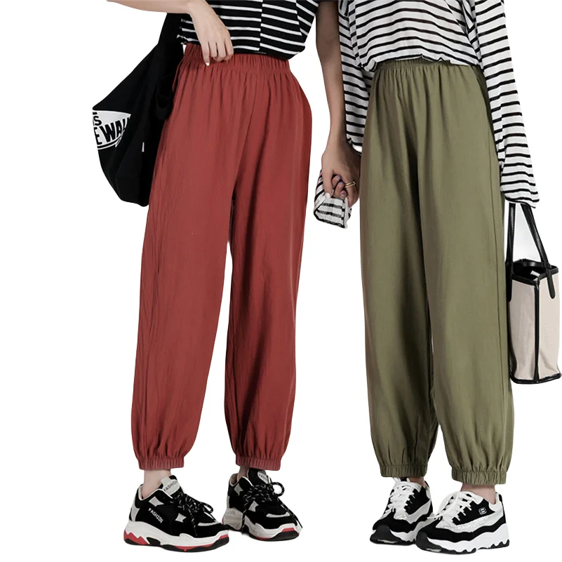 Khaki Black Ginger Red Solid Colors Women Pants High Waist Loose Trousers Preppy Style Spring Autumn New Fashion Pants