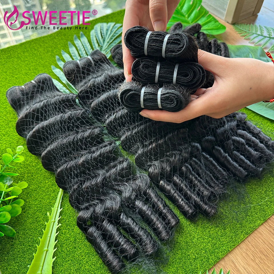 Burmesische Tiefgelockte Haarbündel, Echthaar, Brasilianische Tiefwellen-Haarbündel, Angebote, Rohes 100% Jungfrauenhaar, 1/3 Stück, Vollkopf-Lockenhaarbündel – Detail 6