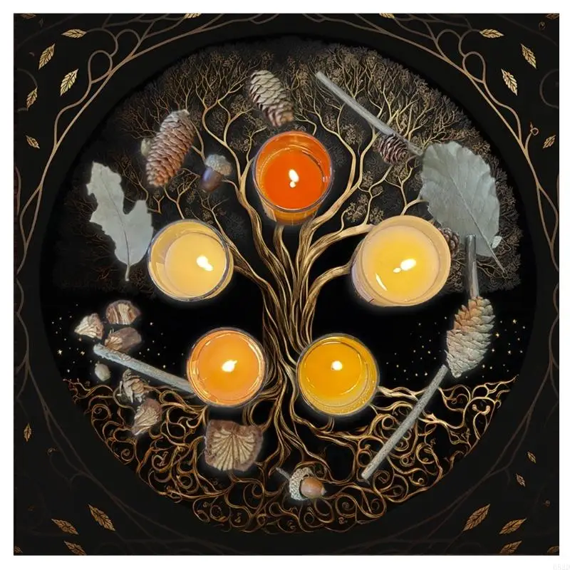 652D Altar Cloth Tarot Mat Table Cloth Witchcraft Square Alter Wiccan Spiritual Alter Cloth Life Tree 50x50cm/75x75cm