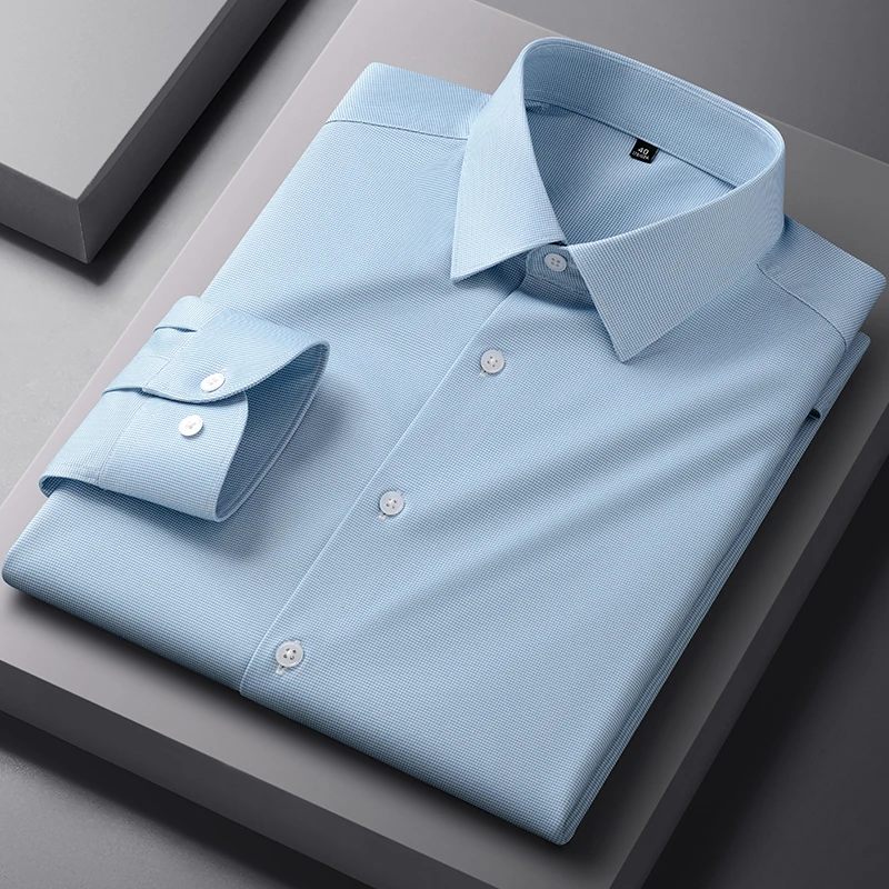 

Modal Men's Shirt Solid Color Long Sleeve - Fashion Dusiness Comfortable Breathable Wrinkle-Free Stretch Slim Fit Dress Shirt