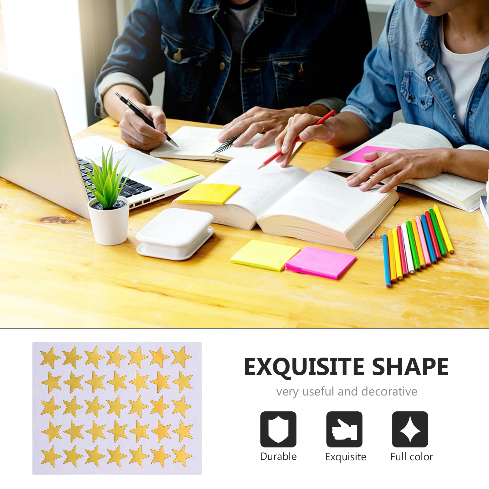 

10 Sheets Golden Stickers Gold Five-Pointed Star Reward Stickers Lightweight Adhesive Labels For Classroom Home Party