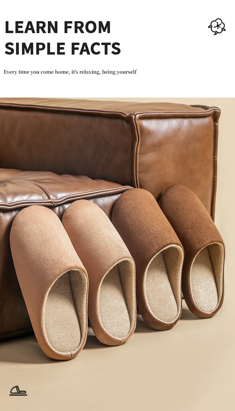 Einfarbige Herren-Hausschuhe, Herbst und Winter, dünner Samt, stumm, weicher Boden, rutschfest, weich, bequem, für den Innenbereich, Heimschuhe – Detail 3