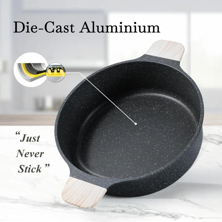 Nonstick Pots and Pans Set, Cookware Set Induction Kitchen Cooking Set w/Stock pot & Saucepans, CLassic Black 13pcs