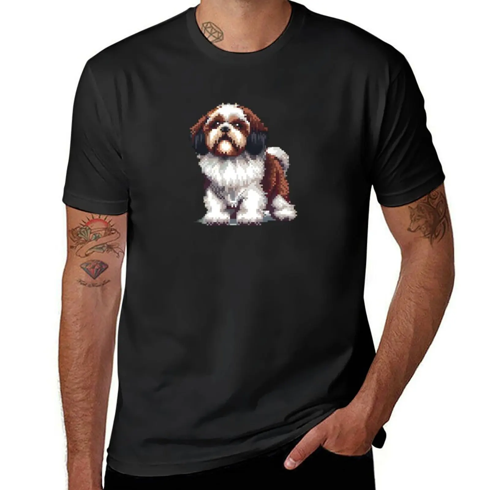 16-bit Shih Tzu T-Shirt Short sleeve tee kawaii clothes Men's clothing