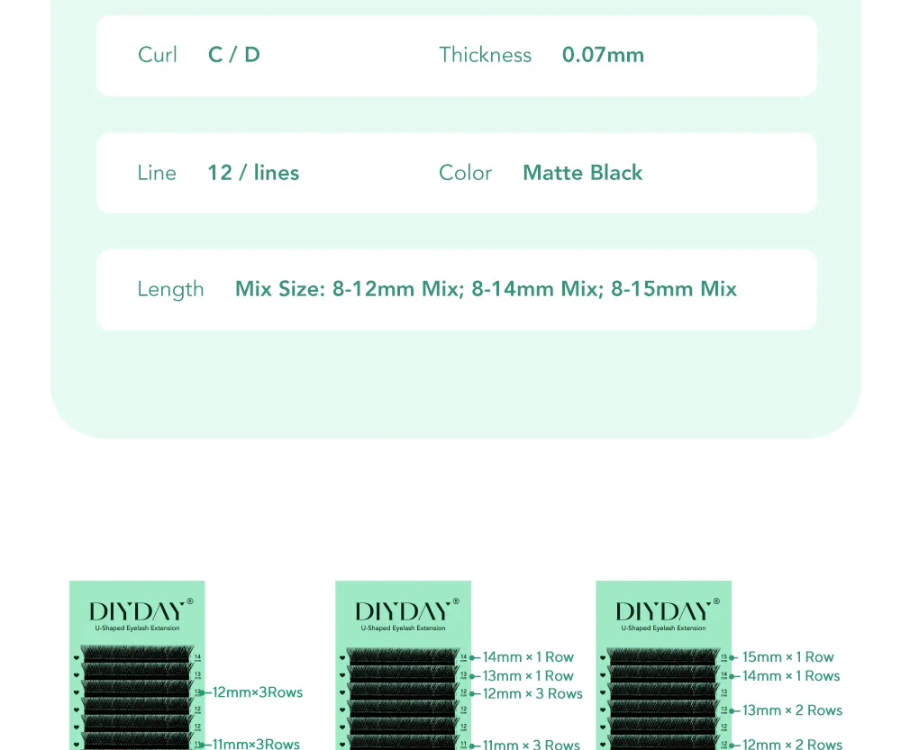 DIYDAY U-Shaped 3D 4D 5D 6D Eyelash Extension