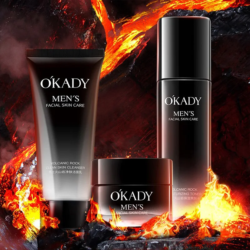 

O'Kady Мужской комплект для очистки и увлажнения кожи из вулканической скалы | Нежное очищение, увлажнение и балансировка масла и уровней воды. | Эксклюзивный мужской тройной комплект | Охлаждающее масло для контроля прыщей, набор для ухода за кожей, подт