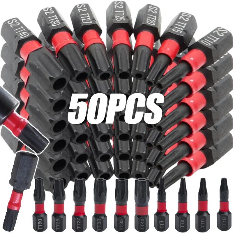 50/1 قطعة مفك براغي نجمية بت مجموعة S2 الصلب عرافة عرقوب المفكات الكهربائية محرك بت المغناطيسي تأثير لقمة ثقب أدوات يدوية #1