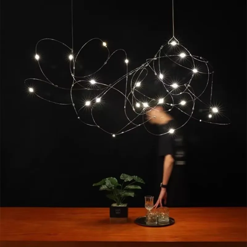 Moooi Flock โคมระย้าแผ่น Quasar โคมระย้า LED Firefly จี้สําหรับโรงแรมวิลล่าร้านอาหารห้องนั่งเล่นโคมไฟออกแบบ