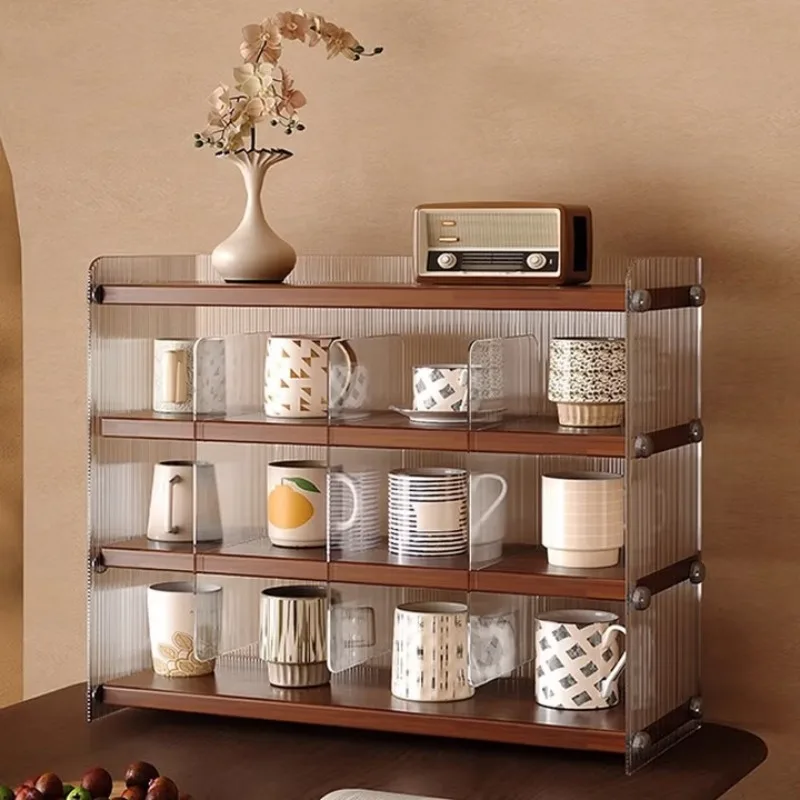 Solid wood cup holder Shelf Desktop cup storage rack Countertop multi-layer water cup coffee holder Display rack