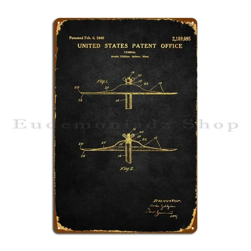 56 Zildjian Cymbal Patent Metal Sign Designs Club Home Club Club Bar Tin Sign Poster