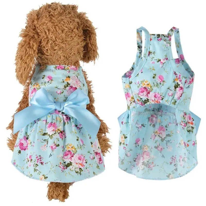 Good Dog Dress Cotton Super Soft Eye-catching Medium Dog Cat Floral Dress Pet Summer Clothing  Pet Clothes Flower Pattern