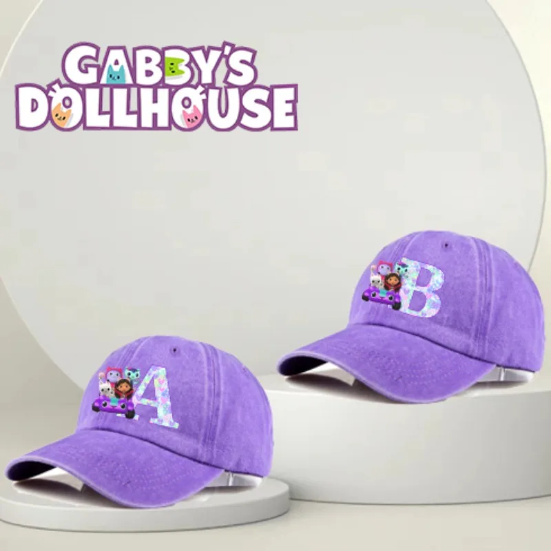 가비 돌하우스 성인용 빈티지 야구 모자 만화 애니메이션 알파벳 A-Z 프린트 선캡 여성 소녀 조절 가능한 패션 모자