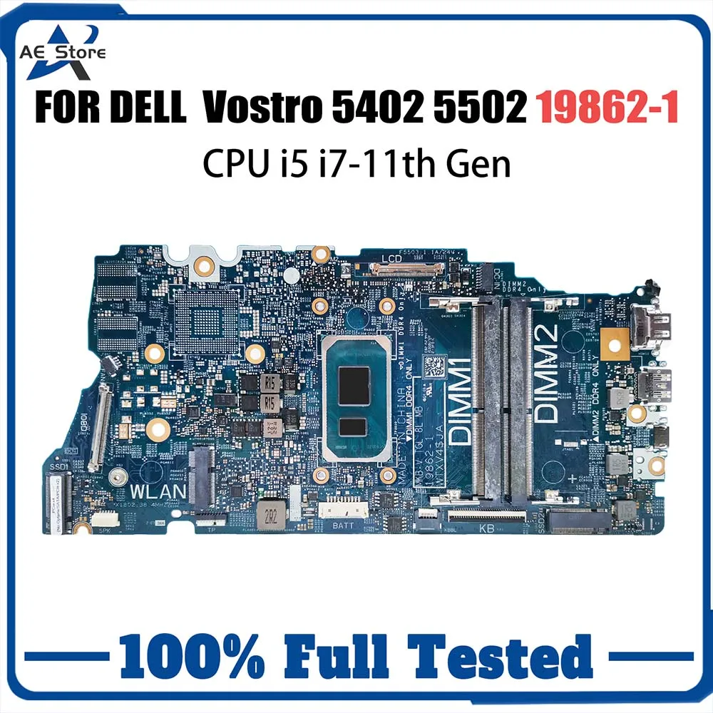 Laptop Motherboard For Dell Vostro 5402 5502 19862-1 0G0XMN 04D2JV 010GRP 0H2F8K  Notebook Mainboard with i3 i5 i7 11th Gen