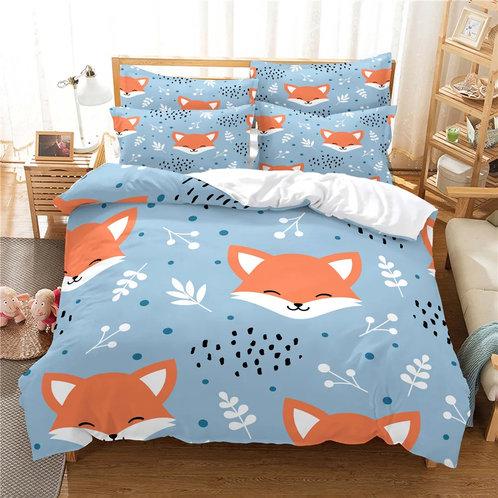 

3D Little Fox Bedding Set Queen Bedding Duvet Cover Set Bedding Set Bed Cover Cotton Queen Bedroom Bed Cover Set Bed Set Bedding