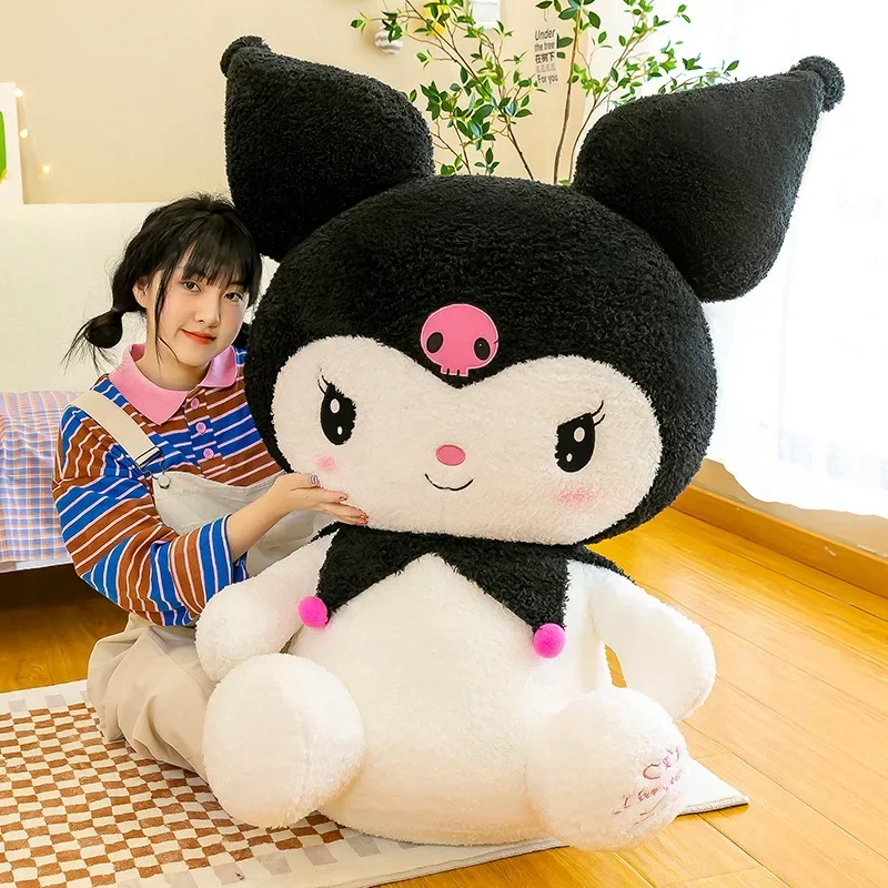 Kawaii Sanrio Kuromi pluszowa zabawka wypchane zwierzęta lalka-królik kreskówka śliczna poduszka poduszka wystrój pokoju Anime Peluche zabawka prezent