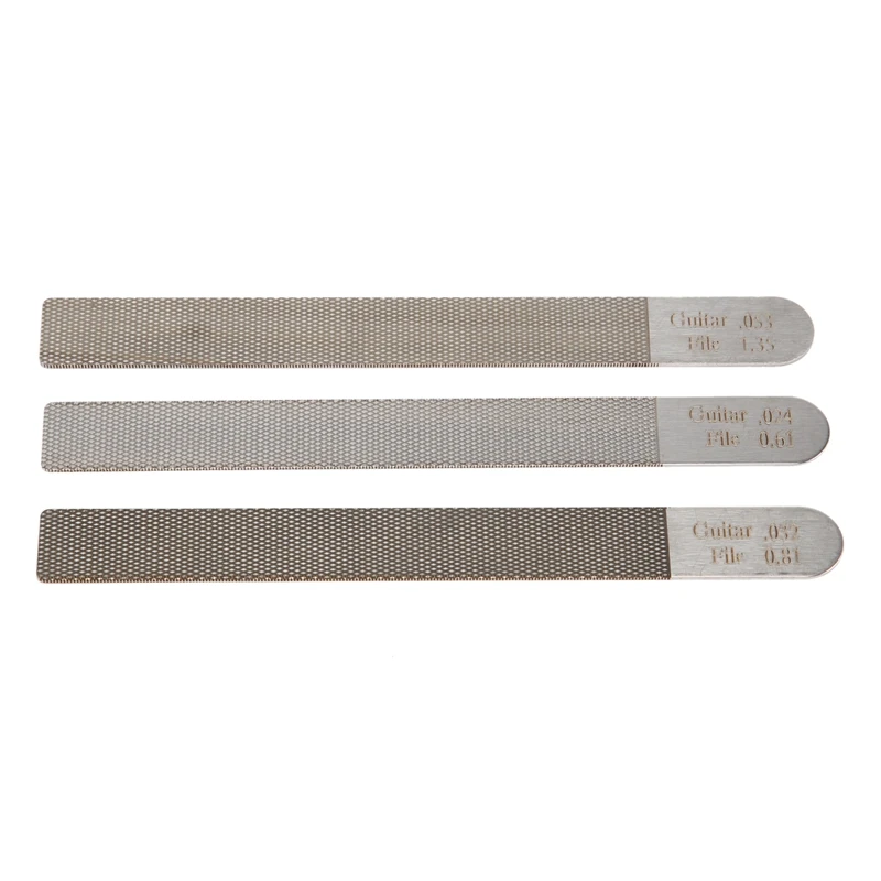 3 adet/takım gitar somun dosyaları Fret taçlandıran yuvası dosyalama gitar telli enstrümanlar için Luthier onarım aracı kiti