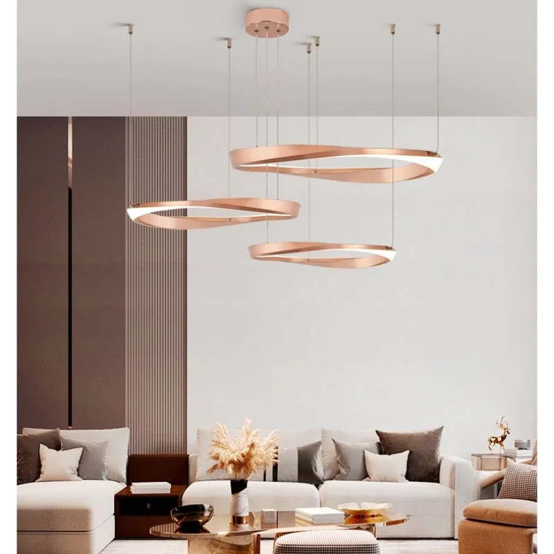 

2025 Living Room Chandelier Nordic Pendant Lamp Modern Dining Room Chandelier Ring Lamps For Bedroom Restaurant LED Ceiling Ligh