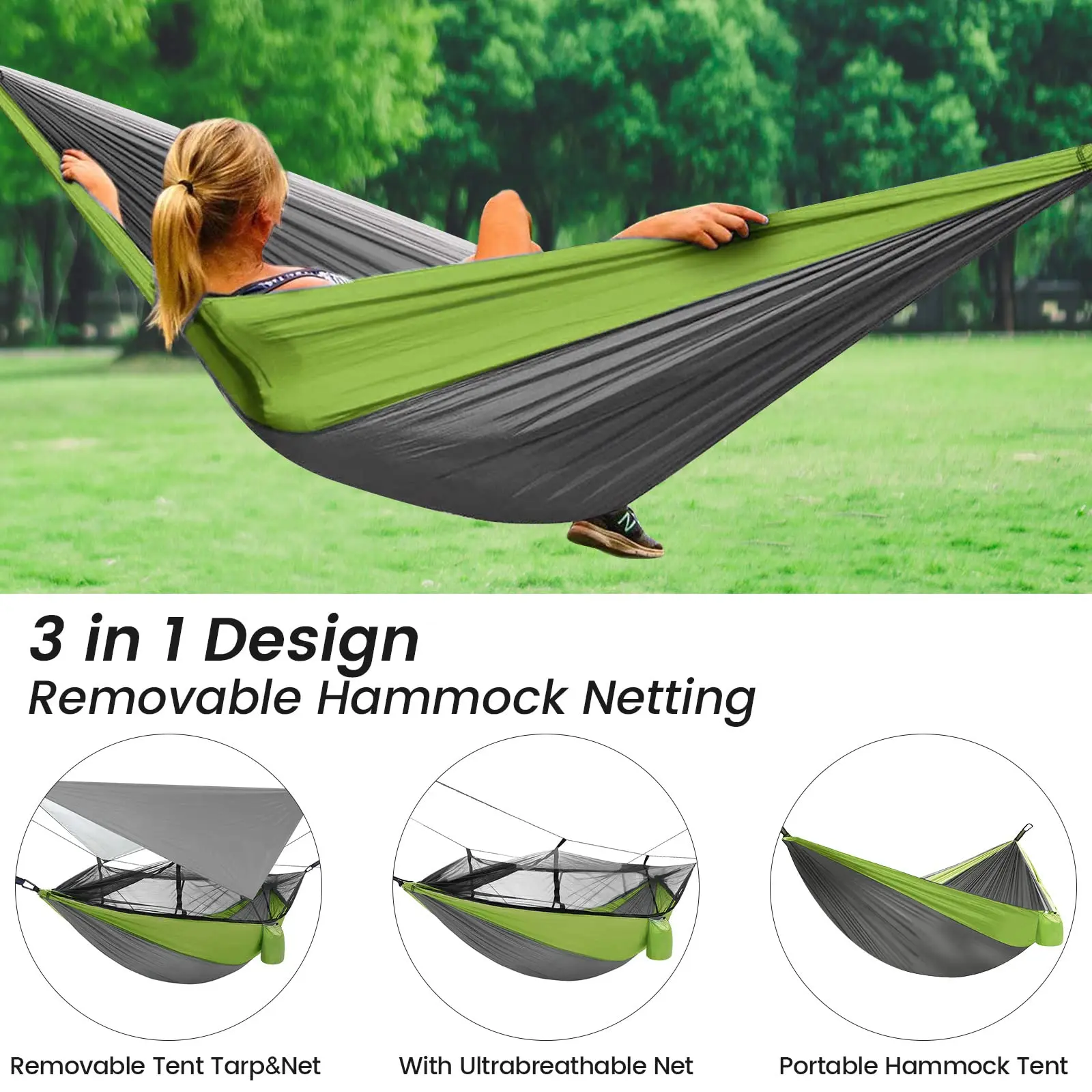 Anti Portable Double Camping Hammock w/ Mosquito Net & Rain Tent Equipment Supplies Shelters Camp Bed Survival Portable Hammock