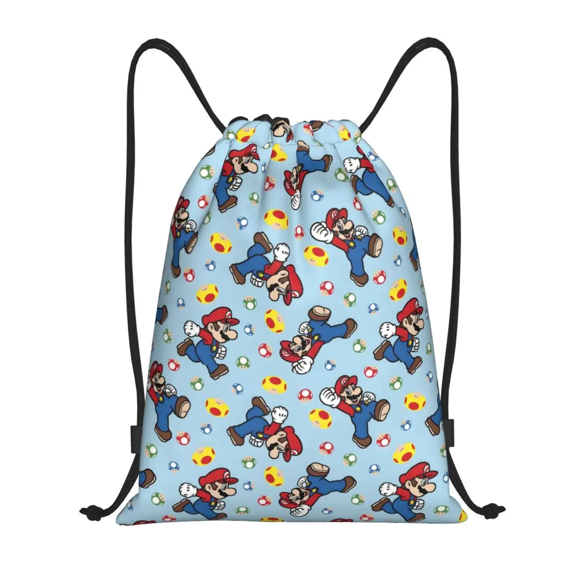 

Custom M-Marioed Drawstring Backpack Women Men Sport Gym Sackpack Portable Video Game Shopping Bag Sack