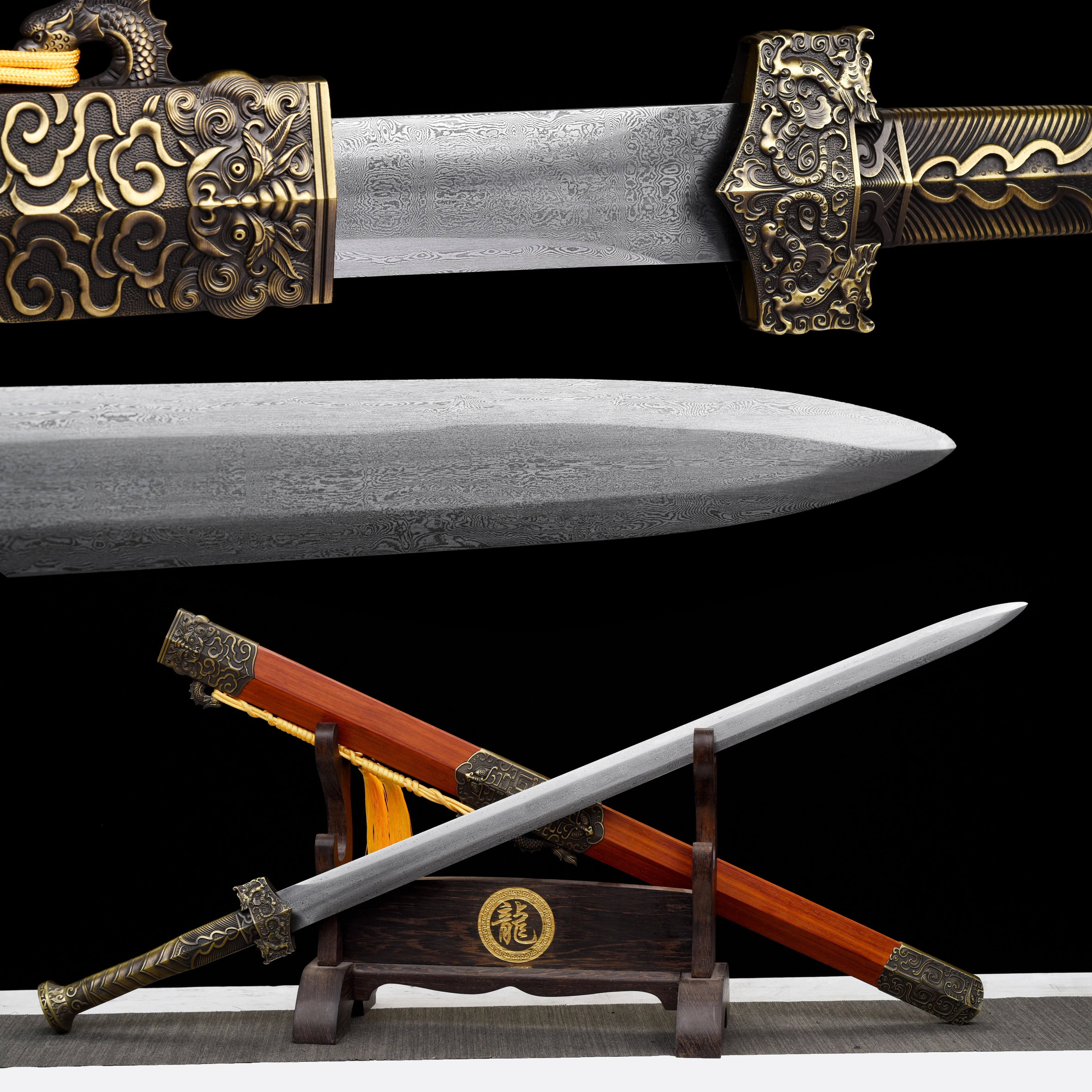 

105cm medieval Damascus steel combat preparation sharp weapons Ninja training martial arts katana movie cosplay samurai sword