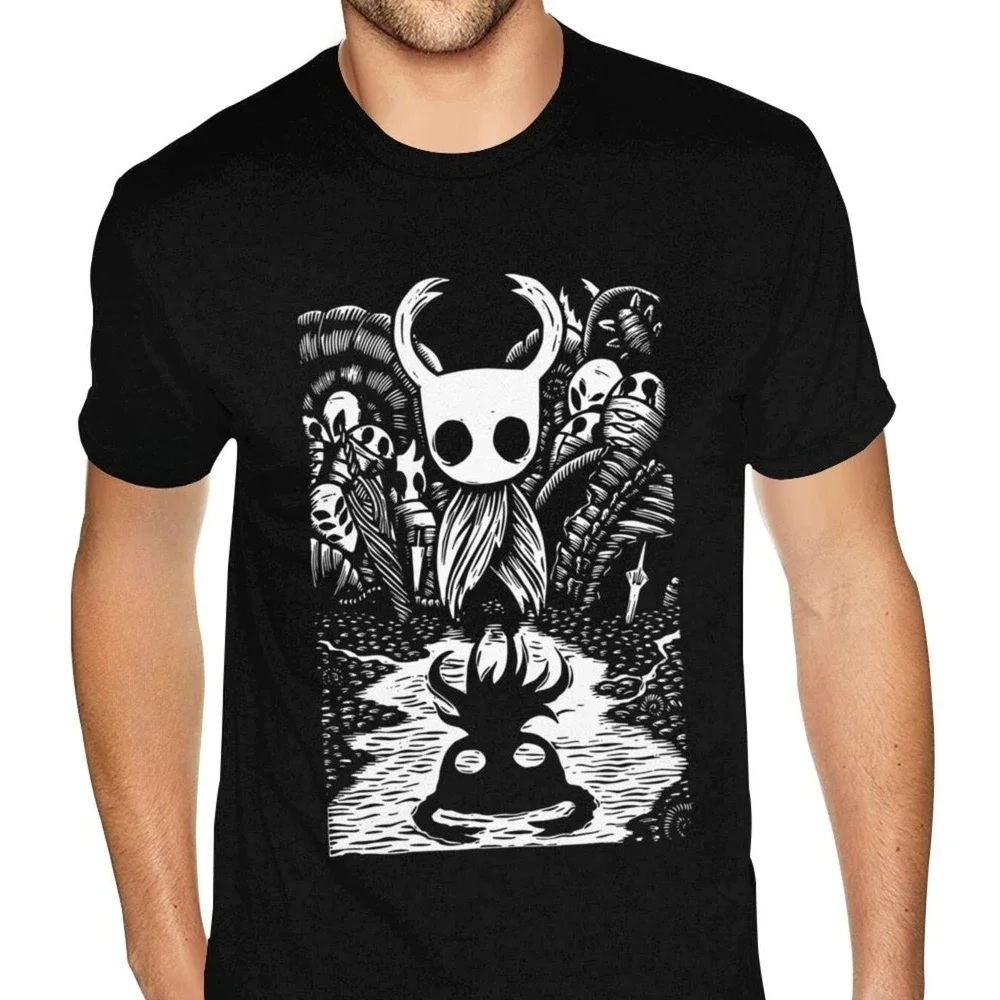 Art Hollow Knight Fun game Classic Skull graphics Goth animation Hip hop Print street fashion Casual men women universal T-shirt