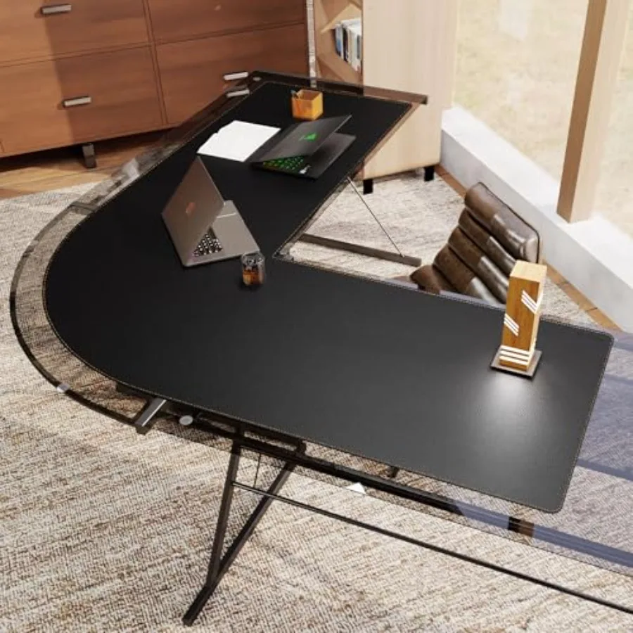 Dual Sided Black Large L Shaped Desk Mat