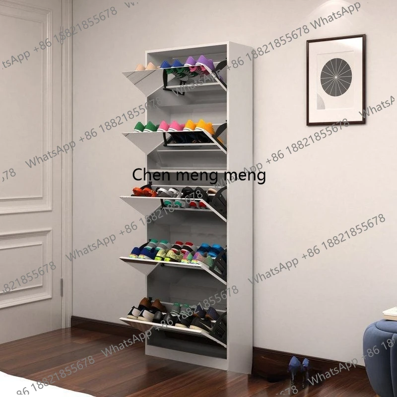 Zapatero con espejo y compartimento basculante de 17 cm para recibidor, pasillo o entrada del hogar, mueble ultraestrecho para el recibidor.