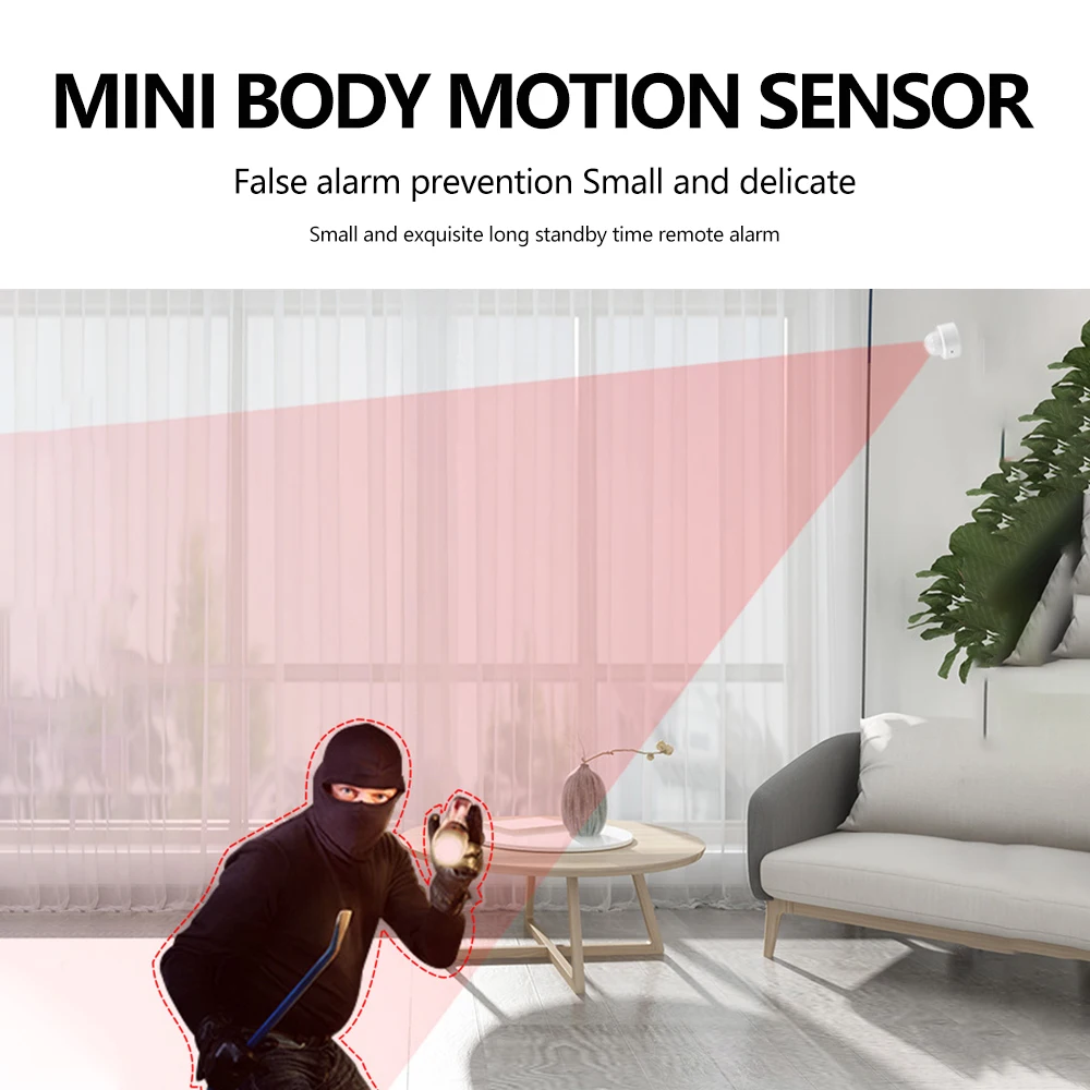 2-in-1 Mini PIR Motion Detector +Bright Lux Light Passive Infrared Security Burglar Alarm Sensor Smart Home Human Body Detector