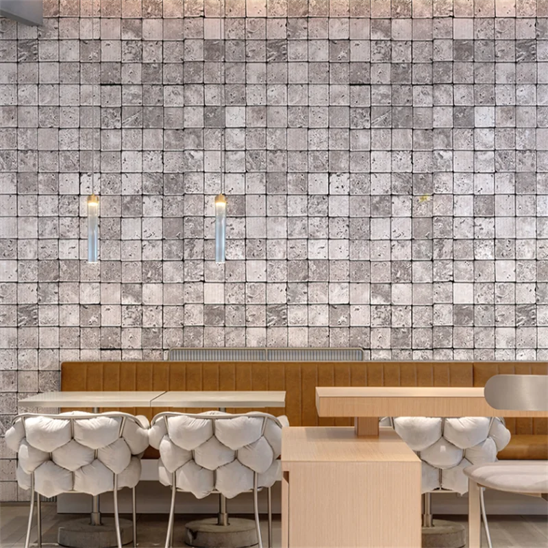 

3D three-dimensional retro industrial brick pattern stone mosaic wallpaper restaurant clothing shop background wall papers