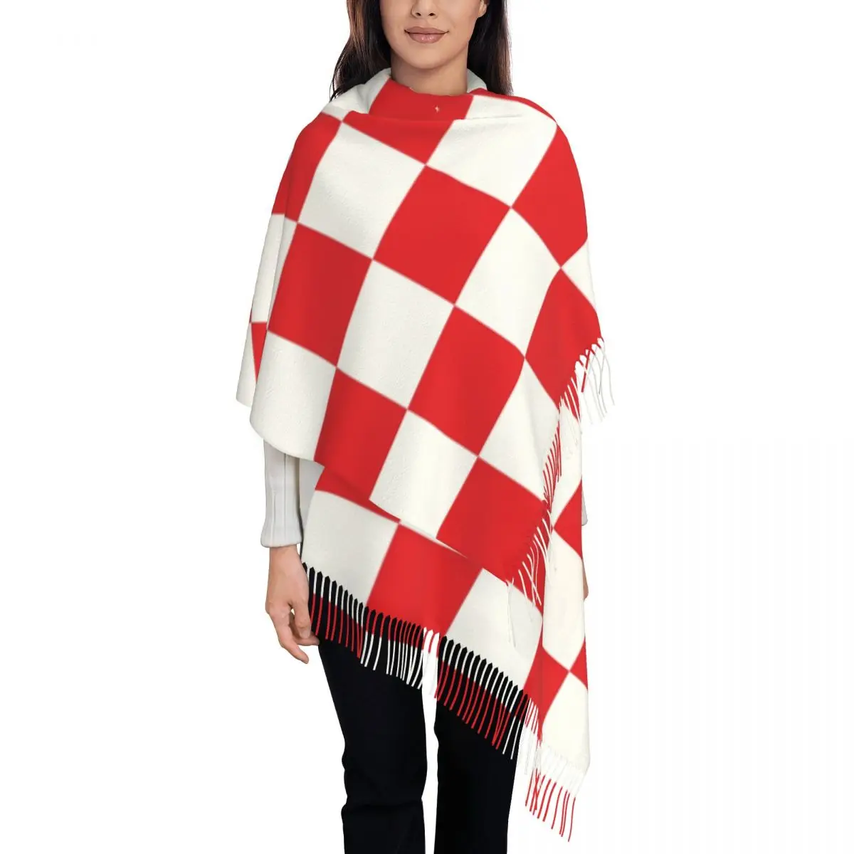 Croatia Style Chess Tassel Scarf Women Soft Shawl Wrap Lady Winter Scarves