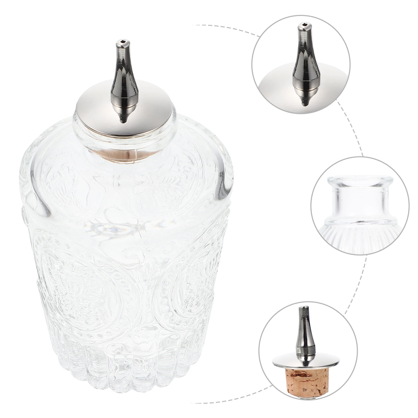 

Retro Embossed Glass Bitters Bottle Leak-Proof Seal Bar Use Decorative Transparent Bottle With Stopper For Home Hotel Restaurant