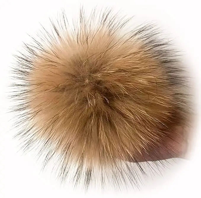 DIY Raccoon Dog Skin Fur Pompon Real Fox Fur Pompoms Mink Fur Pom Poms For Scarf Gloves Hats Decoration Big Fur Pom For Hat 15cm