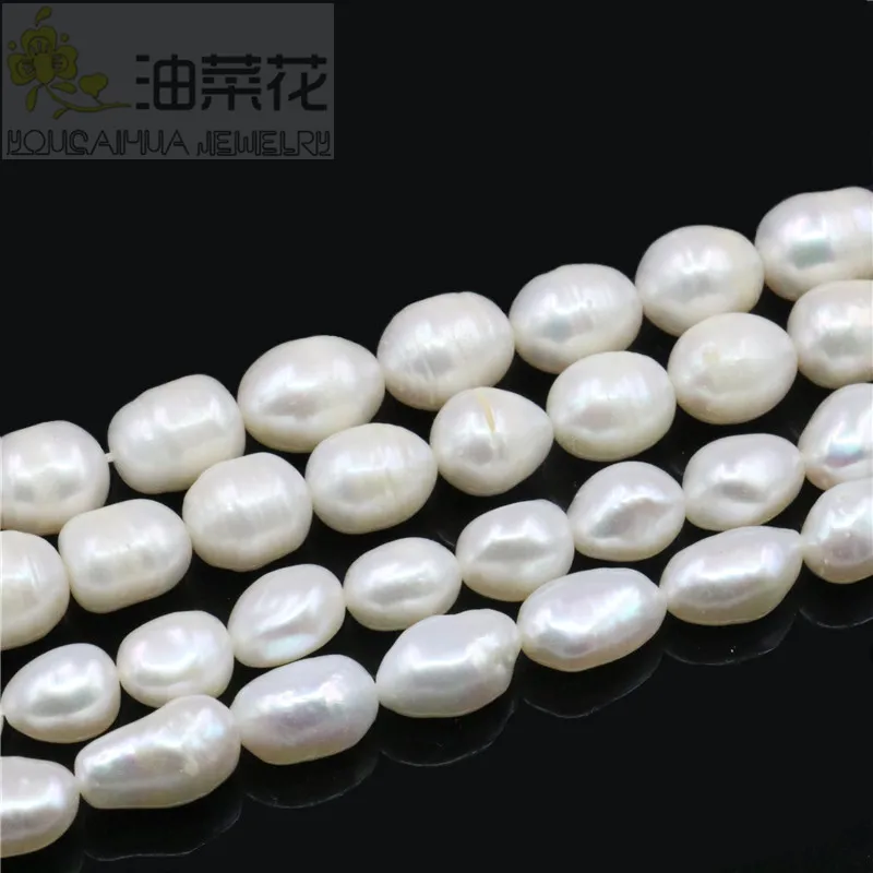 

8-9/9-10mm White Rice Shape Irregular Natural Fresh Water Pearl Loose Beads Jewelry Making Accessory For Necklace Bracelet